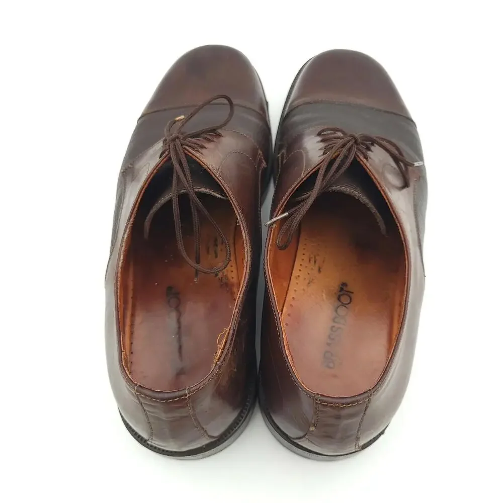 Brass Boot Oxford Shoes Mens 8 Brown Leather Cap Toe Dress Shoes‎ Made in Italy